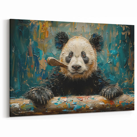 Charming Panda with Paintbrush Canvas Print - Panda Art