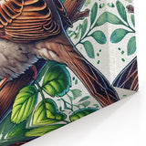 Botanical Garden Birds Wall Art - Sparrow and Floral Canvas Decor