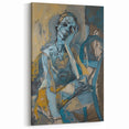 Pensive Abstract Figure in Blue | Modern Figurative Wall Art Canvas