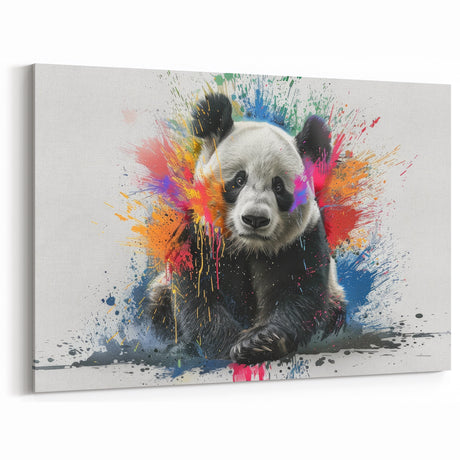 Playful Color Splash Panda Canvas Print - Panda Bear Art