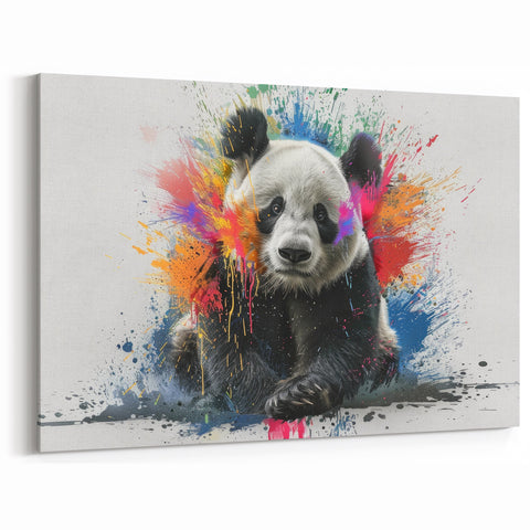 Playful Color Splash Panda Canvas Print - Panda Bear Art