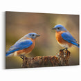 Serene Garden Birds Wall Art - Bluebird Pair Canvas Print Decor
