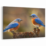 Serene Garden Birds Wall Art - Bluebird Pair Canvas Print Decor