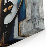 Dual Faces in Gold and Blue | Modern Geometric Figurative Wall Art