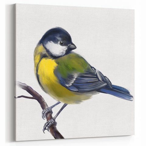 Artistic Garden Birds Wall Art - Painted Songbird Canvas Print Decor