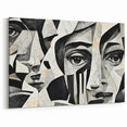 Modern Monochrome Figurative Abstract Wall Art - Faces in Black and White
