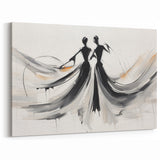 Elegant Monochrome Figurative Abstract Wall Art - Dancing Duo Canvas