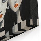 Modern Monochrome Figurative Abstract Wall Art - Trio of Faces Canvas