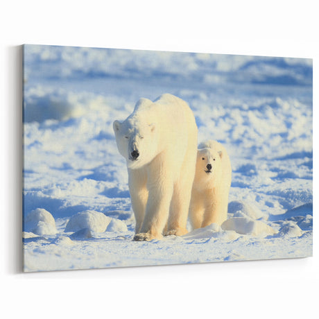 Polar Bear and Cub - Arctic Wildlife Canvas Art