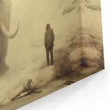 Majestic Mammoth Encounter - Atmospheric Winter Canvas Art