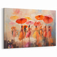 Colorful Figurative Abstract Wall Art - Women with Umbrellas Canvas