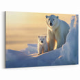 Sunset Polar Bear and Cub - Wildlife Arctic Canvas Art