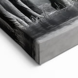 Elephant Herd at Watering Hole - Timeless Black and White Canvas Art