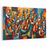 Colorful Geometric Figurative Abstract Wall Art - Musical Ensemble Canvas