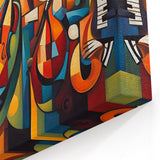 Colorful Geometric Figurative Abstract Wall Art - Musical Ensemble Canvas