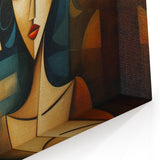 Modern Figurative Abstract Wall Art - Stylish Couple in Geometric Design