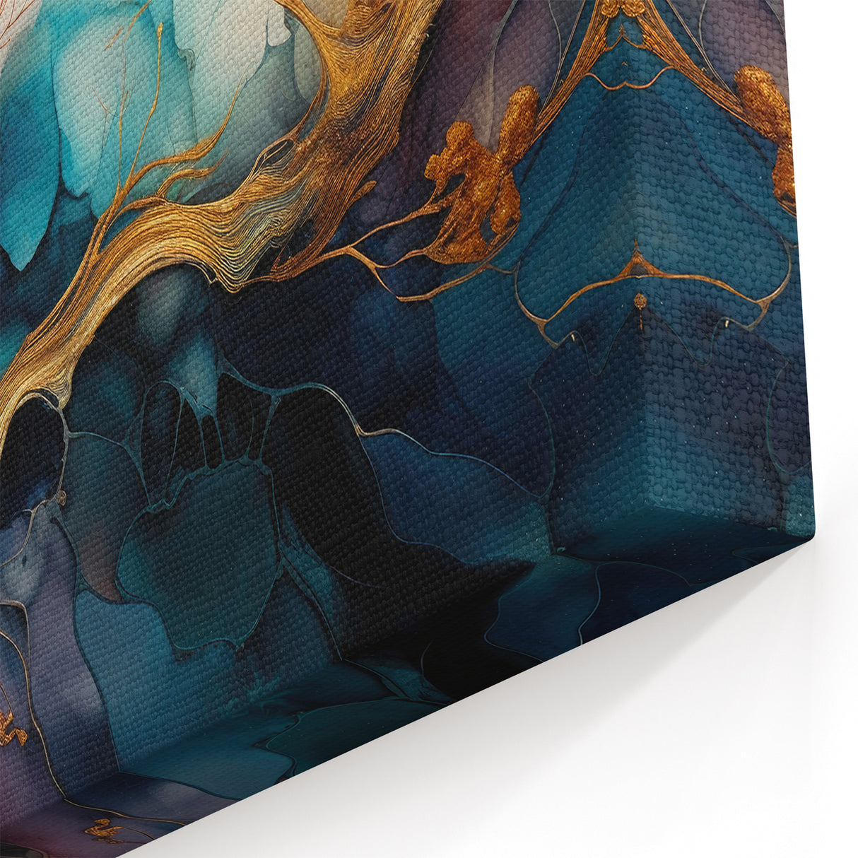 Elegant Figurative Abstract Wall Art - Hummingbird and Golden Branches