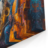 Vibrant Figurative Abstract Wall Art - Jazz Musicians in Colorful Ensemble