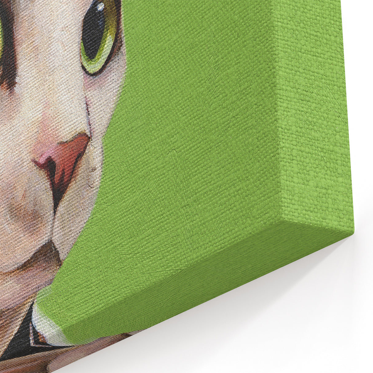 Cat Canvas Art - Stylish Cat Print with Green Background - Wall Decor