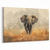 Serene Elephant in the Wild - Elegant Watercolor Canvas Art