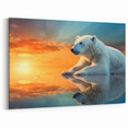 Polar Bear at Sunset Reflection - Wildlife Arctic Canvas Art