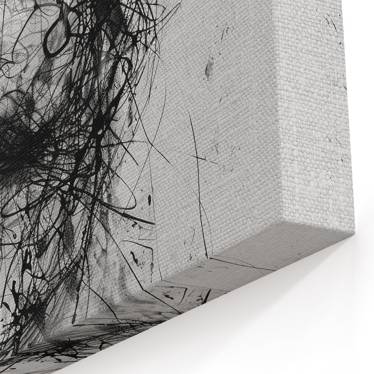 Monochrome Figurative Abstract Wall Art - Expressive Face in Chaos