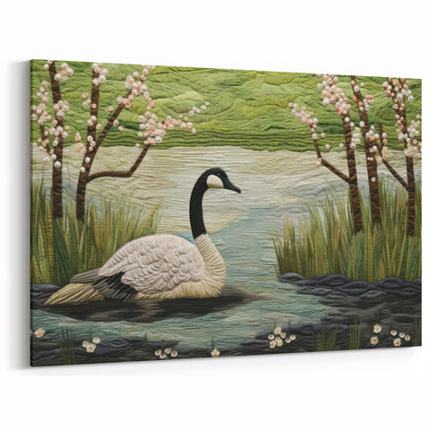 Quilted Goose Art Print - Unique Goose Wall Decor