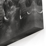 Elephant Stampede - Powerful Black and White Canvas Art