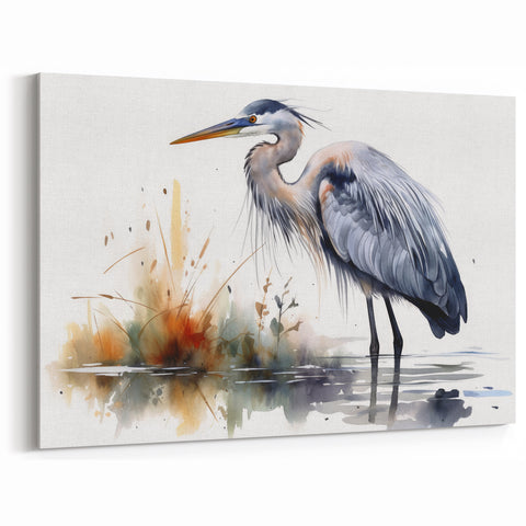 Elegant Heron Wall Art - Heron Canvas Art Print for Nature Lovers