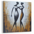 Elegant Dual Figures Abstract Art - Modern Black and White Wall Decor