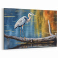 Heron Canvas Art - Majestic Heron on Lake Wall Decor for Home