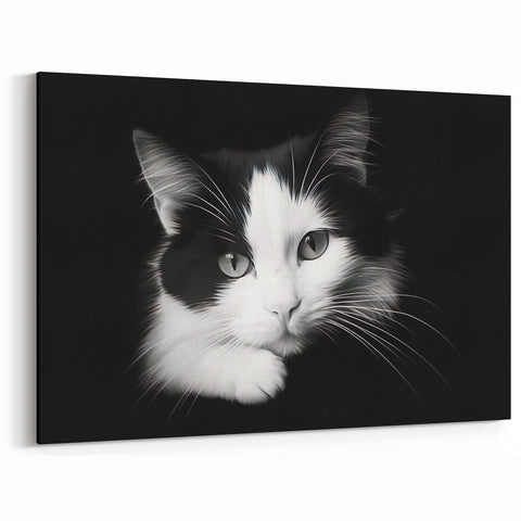 Striking Cat Wall Art - Monochrome Cat Decor, Canvas & Framed Prints