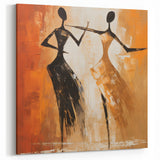 Dynamic Dance Figurative Abstract Art - Modern Black and Orange Decor