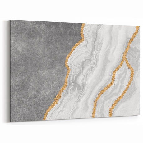 Chic Grey and White Marble Abstract Art - Strokes and Lines Canvas