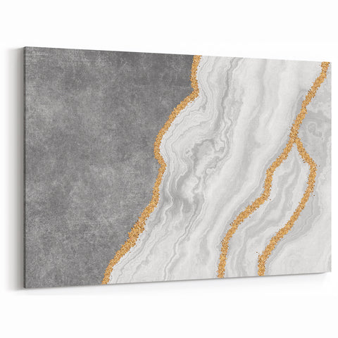 Chic Grey and White Marble Abstract Art - Strokes and Lines Canvas