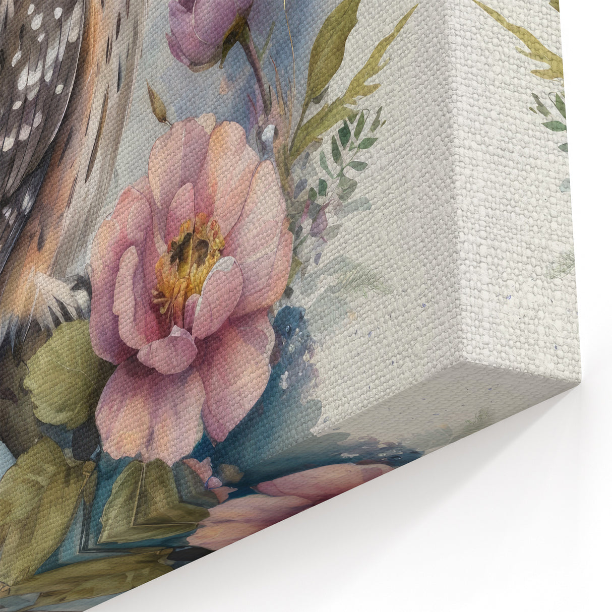 Floral Owl Wall Art - Charming Owl with Flowers Canvas & Framed Prints