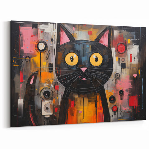 Abstract Cat Wall Art - Vibrant Cat Decor, Canvas & Framed Prints