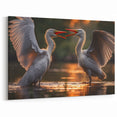 Egret Canvas Art - Dancing Egrets at Sunset Wall Decor for Home