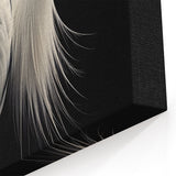 Egret Canvas Art - Elegant White Egret on Black Wall Decor for Home