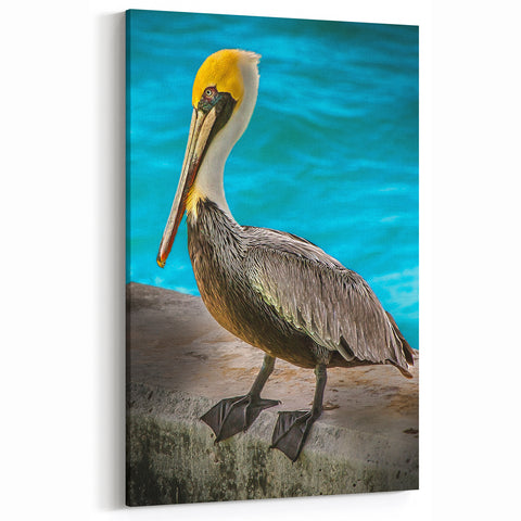 Coastal Pelican Wall Art - Vibrant Pelican Print for Coastal Decor