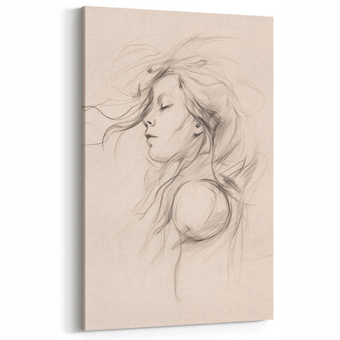 Minimalist Abstract Art of Woman's Profile - Elegant Simple Wall Decor