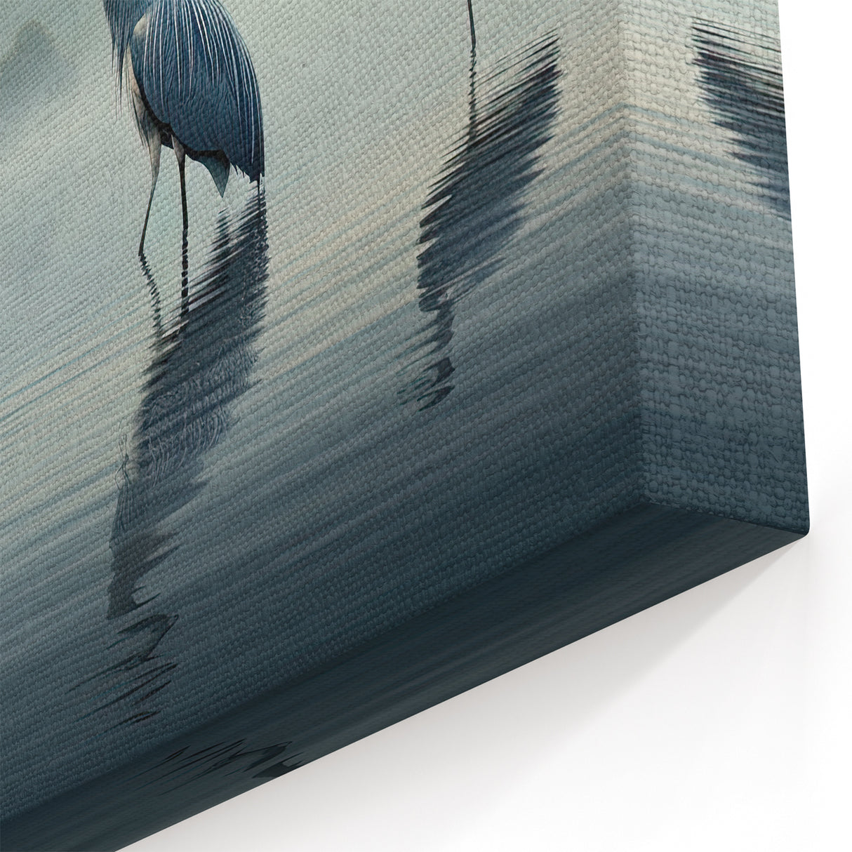 Heron Canvas Art - Peaceful Herons in Misty Lake Landscape Decor