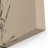 Minimalist Botanical Art in Black and Beige - Modern Simple Wall Decor