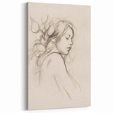 Minimalist Abstract Art of Woman with Leaves - Elegant Wall Decor