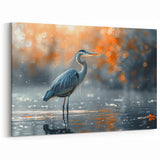 Vibrant Heron Wall Art - Stunning Heron Canvas Print with Bokeh Effect