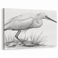 Elegant Heron Line Art - Detailed Heron Sketch Canvas Print for Art Lovers