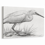 Elegant Heron Line Art - Detailed Heron Sketch Canvas Print for Art Lovers