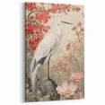 Elegant Egret Wall Art - Floral Egret Canvas Print for Serene Decor