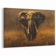 Golden Savannah Elephant Art - Majestic Wildlife Canvas & Prints