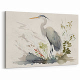 Watercolor Heron Wall Art - Elegant Heron Canvas Print for Subtle Decor